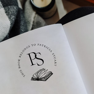 Carimbo De Borracha Este Livro Pertence a Nome Personalizado Monograma