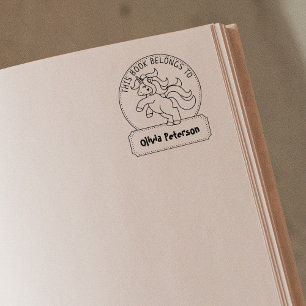 Carimbo De Borracha Este Livro Pertence, Cute Unicorn, Livro Infantil
