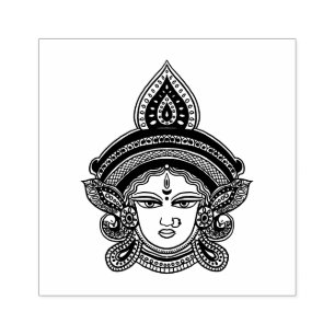 Carimbo De Borracha Étnica clássica Durga Maa   Deusa indiana
