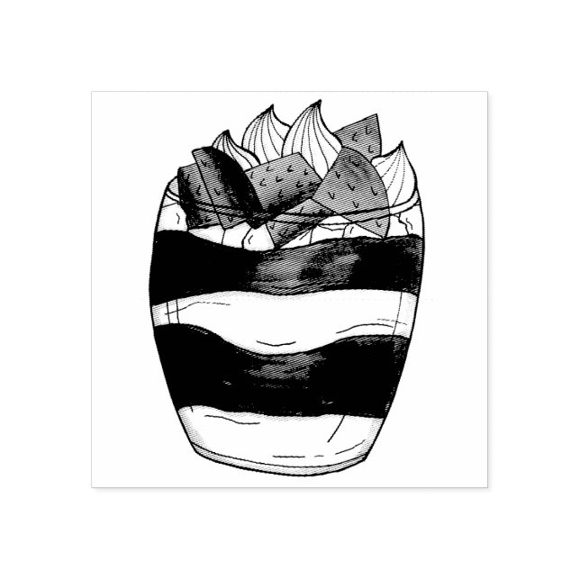 Carimbo De Borracha Eton Mess Strawberry Meringue UK Dessert (Impressão)