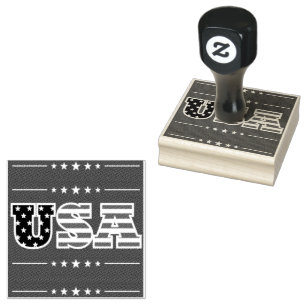 Carimbo De Borracha EUA Letters Flag Stars  