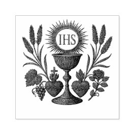 Carimbo De Borracha Eucarística Chalice e Primeira Comunhão IHS