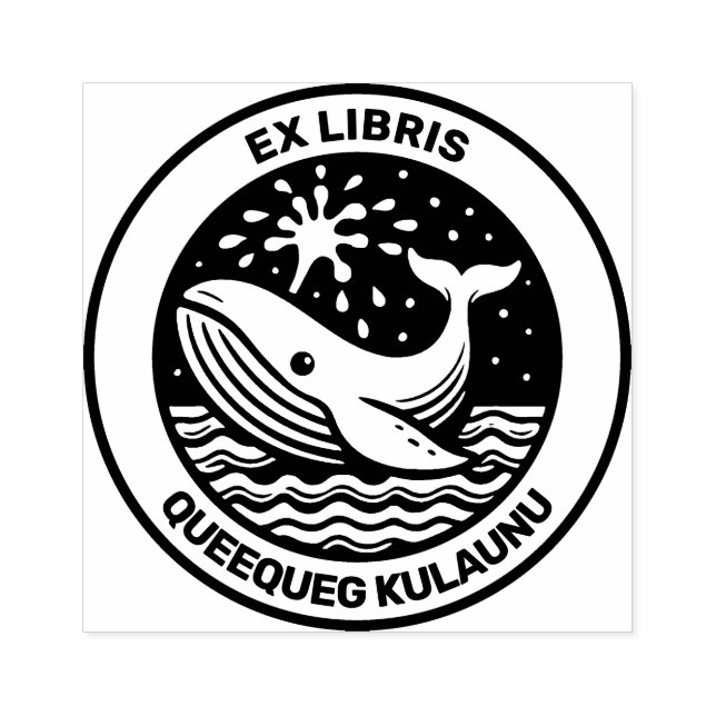Carimbo De Borracha Ex-Libris - Baleia Branca (Impressão)