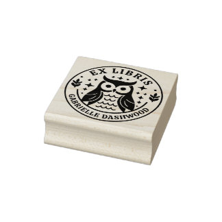 Carimbo De Borracha Ex Libris Bookplate Cute Owen e Nome Personalizado