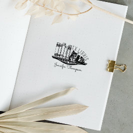 Carimbo De Borracha Ex Libris Cat Bookshelf