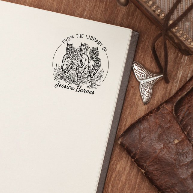 Carimbo De Borracha Ex Libris Cavalos Elegantes (Criador carregado)