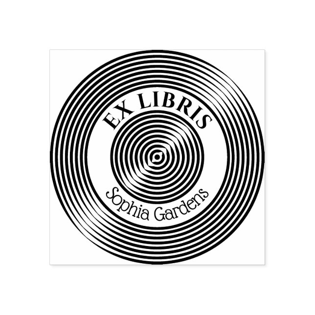Carimbo De Borracha Ex Libris - Círculos Concentrados v3 (Impressão)