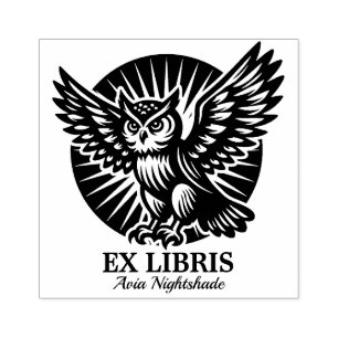 Carimbo De Borracha Ex-Libris - Coruja Bibliotecária