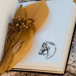 Carimbo De Borracha Ex Libris de Cavalo Personalizado, Livro