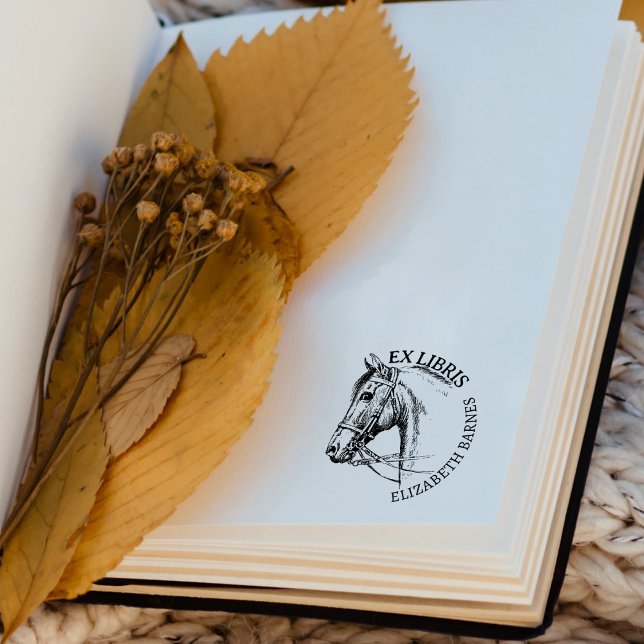 Carimbo De Borracha Ex Libris de Cavalo Personalizado, Livro (Criador carregado)