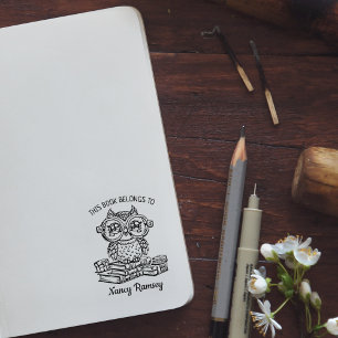 Carimbo De Borracha Ex-libris de Coruja Personalizado