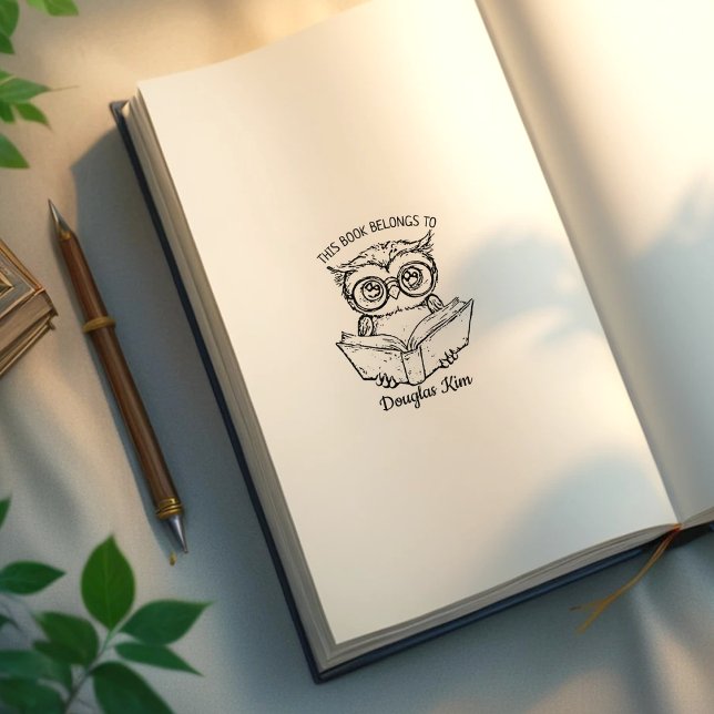 Carimbo De Borracha Ex-libris de Coruja Personalizado (Criador carregado)