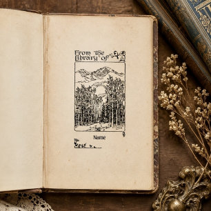 Carimbo De Borracha Ex Libris de Floresta Vintage Personalizado