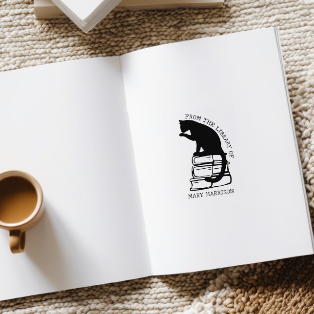 Carimbo De Borracha Ex-libris de Gato da Biblioteca Moderna (Criador carregado)