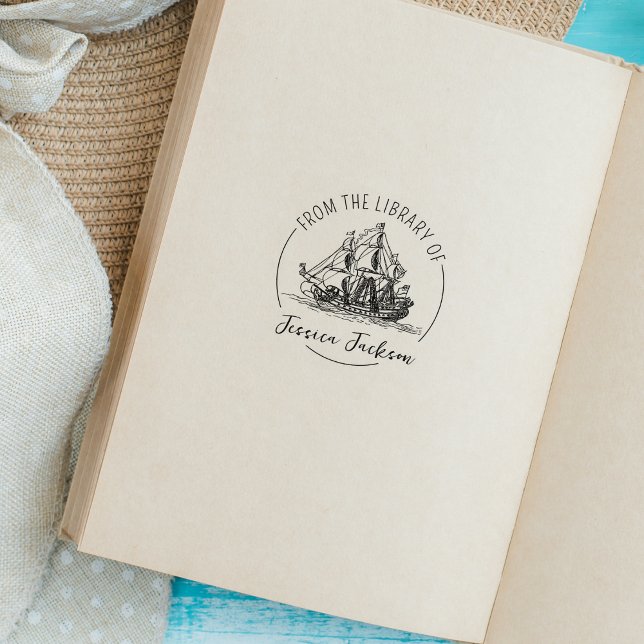 Carimbo De Borracha Ex libris de Livro de Navegação Náutica Moderno (Criador carregado)