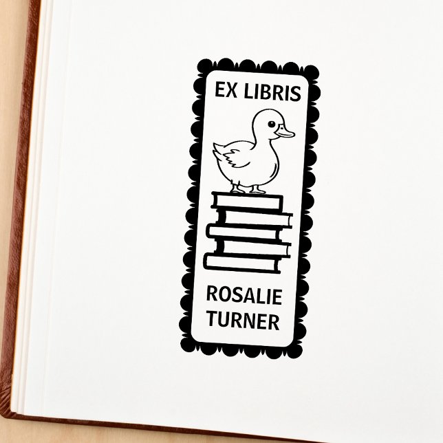 Carimbo De Borracha Ex Libris de Pato Fofo Bookplate (ex libris duck on books bookplate)