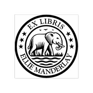 Carimbo De Borracha Ex Libris - Elefante Andando