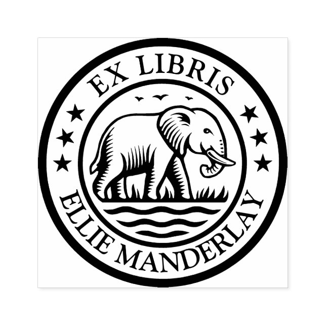 Carimbo De Borracha Ex Libris - Elefante Andando (Impressão)