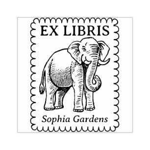 Carimbo De Borracha Ex Libris - Elefante Indiano - Borda Arrepiada