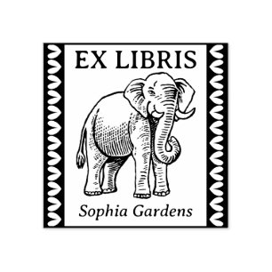 Carimbo De Borracha Ex-Libris - Elefante Indiano - Bordado
