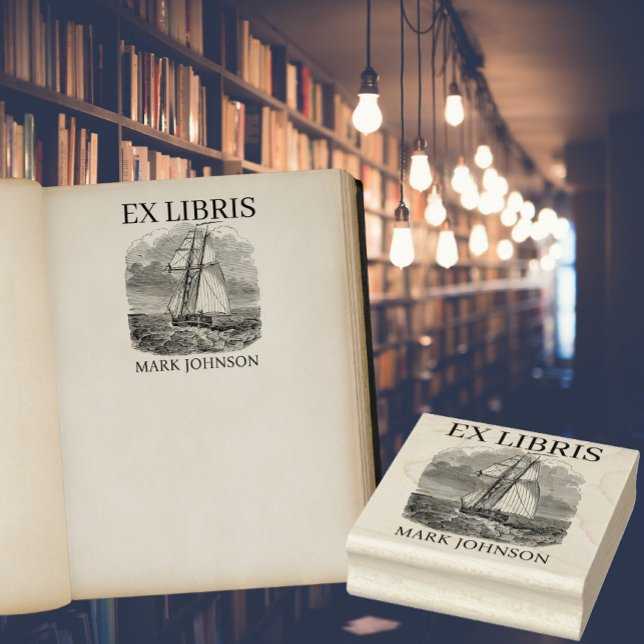 Carimbo De Borracha EX libris exlibris Biblioteca livraria (Criador carregado)