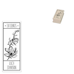 Carimbo De Borracha EX libris exlibris Biblioteca livraria flor