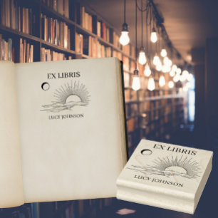 Carimbo De Borracha EX libris exlibris Livro biblioteca livraria sol l