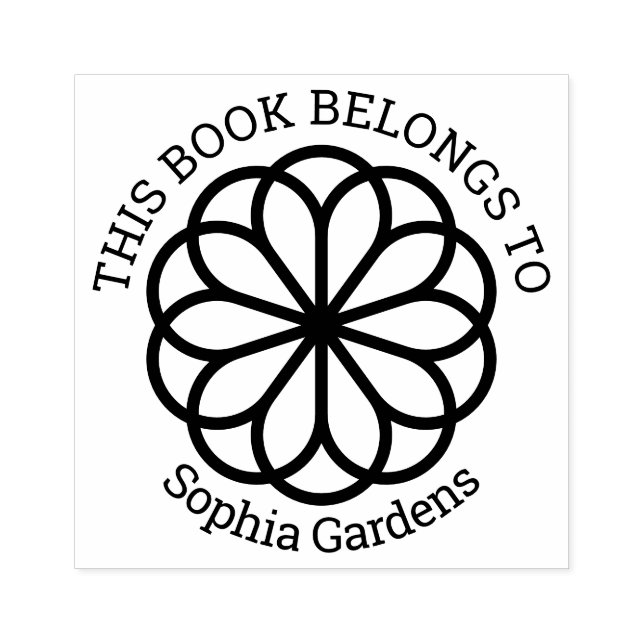 Carimbo De Borracha Ex Libris - Flor Geométrica 06 (Impressão)