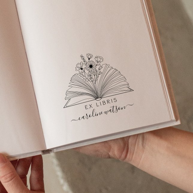 Carimbo de Borracha Ex libris Floral Elegante (Criador carregado)