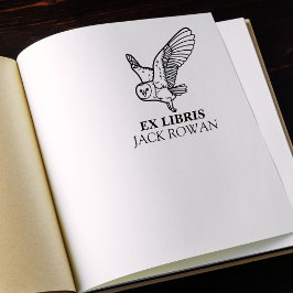 Carimbo De Borracha Ex Libris Flying Barn Owl Bookplate Name