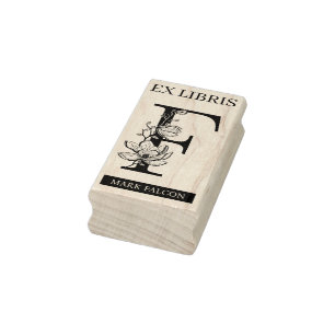 Carimbo De Borracha EX libris Livro biblioteca livraria monograma F