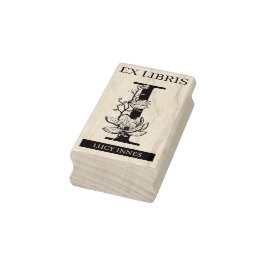 Carimbo De Borracha EX libris Livro biblioteca livraria monograma I