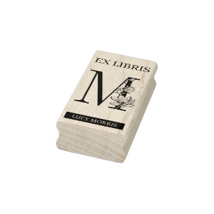 Carimbo De Borracha EX libris Livro biblioteca livraria monograma M