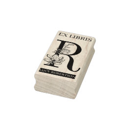 Carimbo De Borracha EX libris Livro biblioteca livraria monograma R