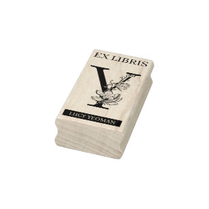 Carimbo De Borracha EX libris Livro biblioteca livraria monograma Y