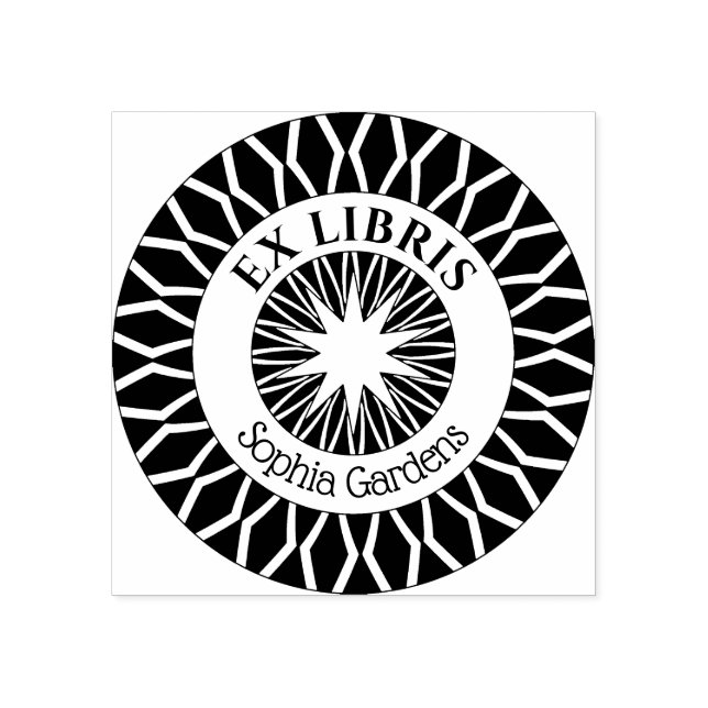 Carimbo De Borracha Ex-Libris Mystical Star Burst v6 (Impressão)
