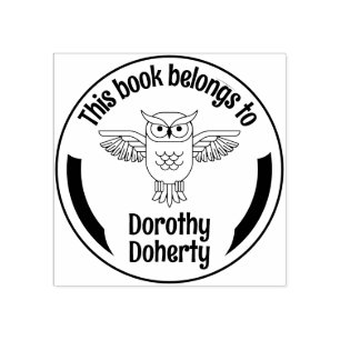 Carimbo De Borracha Ex-Libris Owl Personalizável