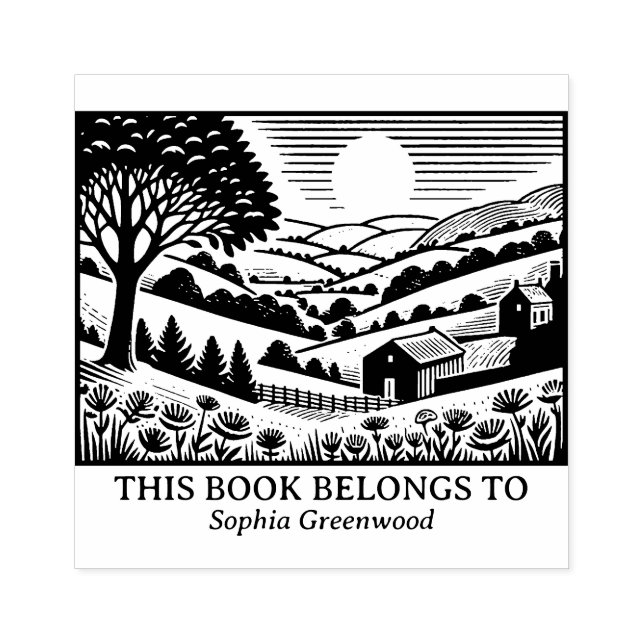 Carimbo De Borracha Ex Libris - Paisagem Rural 02 (Impressão)