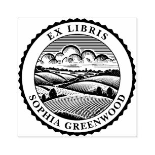 Carimbo De Borracha Ex Libris - Paisagem Rural 05