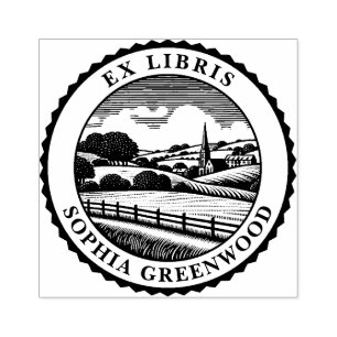 Carimbo De Borracha Ex Libris - Paisagem Rural 06
