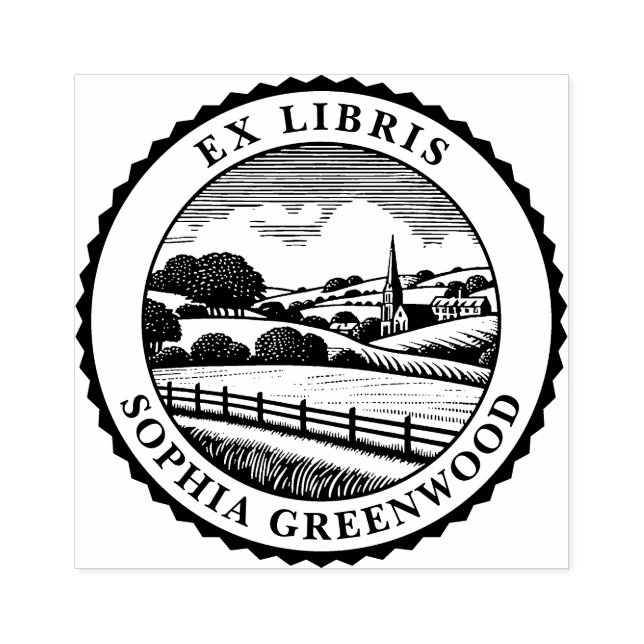 Carimbo De Borracha Ex Libris - Paisagem Rural 06 (Impressão)