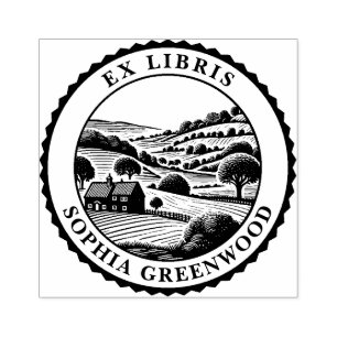 Carimbo De Borracha Ex Libris - Paisagem Rural 07