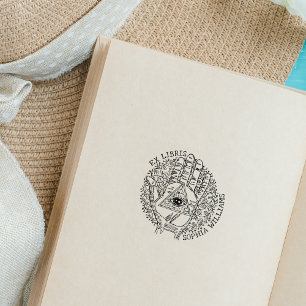 Carimbo De Borracha Ex Libris Personalizada, Mão Espiritual, Livro Ham