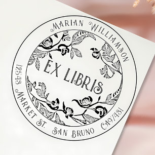 Carimbo De Borracha Ex Libris Personalizado com Círculo Floral