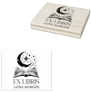 Carimbo De Borracha Ex-Libris Personalizado com Livro e Estrelas