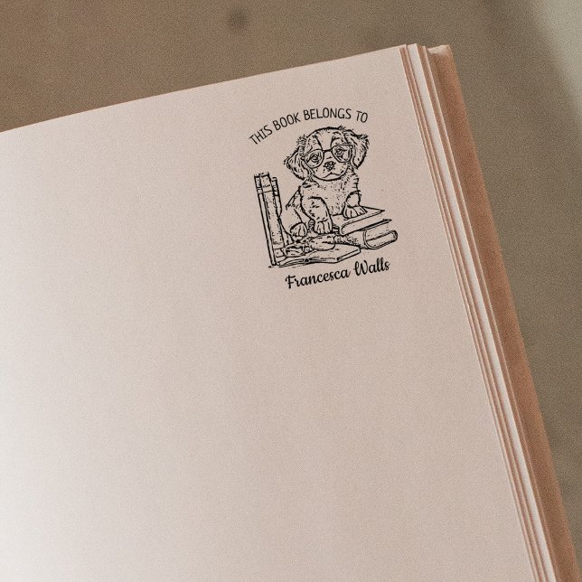 Carimbo De Borracha Ex-libris personalizado de cachorrinho Labrador (Criador carregado)