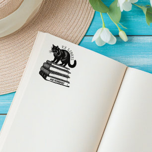 Carimbo De Borracha Ex-Libris Personalizado, Livro de Gatos da Vintage