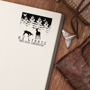 Carimbo De Borracha Ex-Libris Personalizado, Livro de Veados Florestai