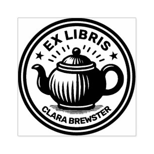 Carimbo De Borracha Ex Libris - Pote de chá