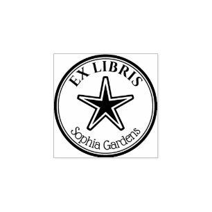 Carimbo De Borracha Ex Libris Redondo - Estrela Contornada